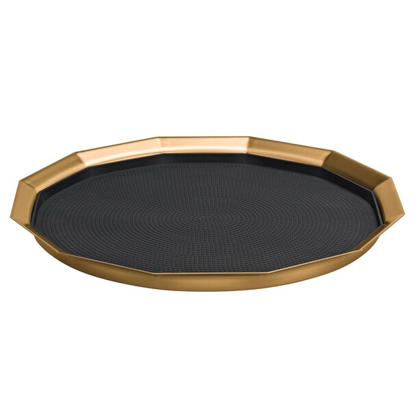 Paneled Tray with Removable Insert, 14" diameter, Stainless Steel, Vintage Gold